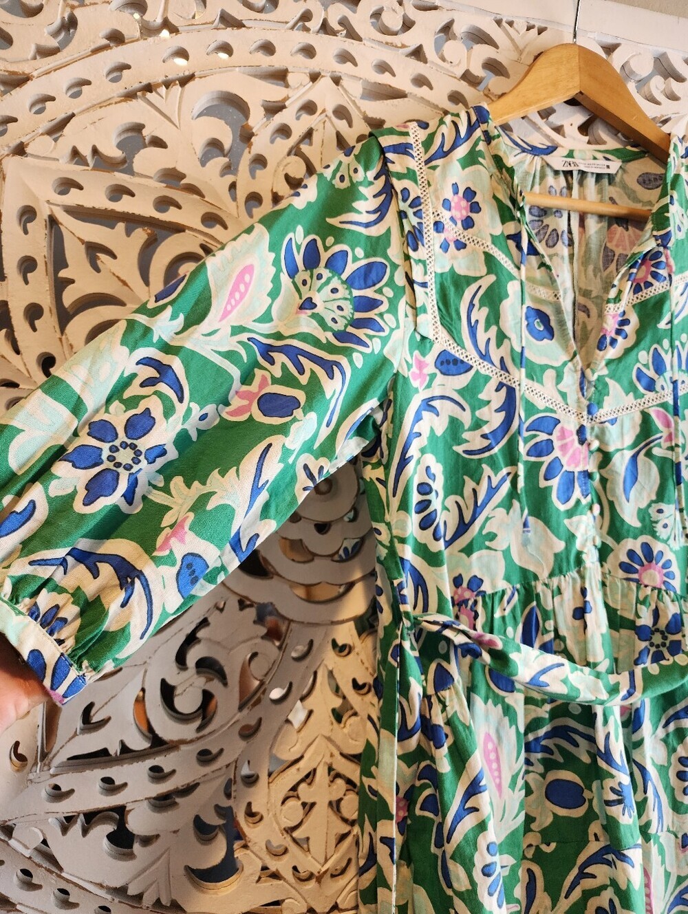 ZARA FLORAL LONG SLEEVE MINI DRESS SIZE XS - Picture 7 of 14